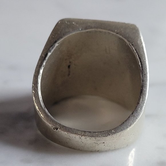 Mens Vintage Estate Sterling Silver Turquoise Coral Ring 20.8g E6931 - Picture 3 of 5